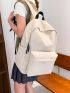 Minimalist Functional Backpack Medium Zipper Beige Preppy