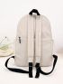 Minimalist Functional Backpack Medium Zipper Beige Preppy