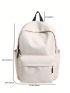 Minimalist Functional Backpack Medium Zipper Beige Preppy