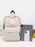 Minimalist Functional Backpack Medium Zipper Beige Preppy