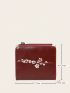 Letter Graphic Small Wallet Snap Button Red