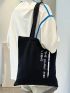 Slogan Graphic Shopper Bag Double Handle Black