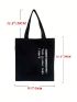 Slogan Graphic Shopper Bag Double Handle Black