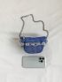 Mini Studded & Chain Decor Novelty Bag Blue