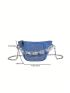 Mini Studded & Chain Decor Novelty Bag Blue