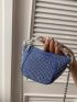 Mini Studded & Chain Decor Novelty Bag Blue