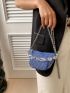 Mini Studded & Chain Decor Novelty Bag Blue