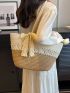 Two Tone Bow Decor Straw Bag Vacation