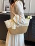 Two Tone Bow Decor Straw Bag Vacation