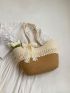 Two Tone Bow Decor Straw Bag Vacation