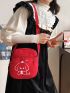 Mini Cartoon Graphic Square Bag Zipper Red Cute