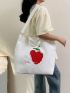 Strawberry Graphic Shopper Bag Large Capacity Preppy