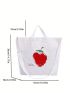 Strawberry Graphic Shopper Bag Large Capacity Preppy