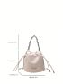 Mini Patch Decor Bucket Bag Drawstring Design