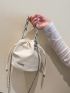 Mini Patch Decor Bucket Bag Drawstring Design