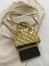 Mini Metallic Quilted Square Bag Double Handle Funky