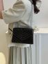 Mini Chevron Square Bag Chain Strap Black Flap