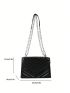 Mini Chevron Square Bag Chain Strap Black Flap