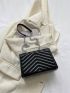 Mini Chevron Square Bag Chain Strap Black Flap