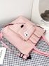 Letter Graphic Square Bag Medium Pink  Preppy