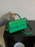 Mini Minimalist Flap Square Bag Top Handle Green