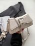 Fashionable Beige One Shoulder Bag Buckle Decor