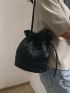 Mini Drawstring Design Bucket Bag Solid Color