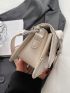 Fashionable Beige One Shoulder Bag Buckle Decor