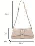 Fashionable Beige One Shoulder Bag Buckle Decor