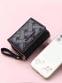 Women's Wallet Foldable Card Bag Multi-Card Wallet Short Fashion Embroidery Heart Coin Purse