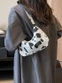 Cow Pattern Letter Patch Decor Hobo Bag Fashion Style