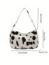 Cow Pattern Letter Patch Decor Hobo Bag Fashion Style