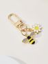 Bee & Flower Decor Bag Charm Zinc Alloy