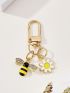 Bee & Flower Decor Bag Charm Zinc Alloy