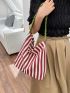 Striped Pattern Hobo Bag Canvas