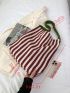 Striped Pattern Hobo Bag Canvas