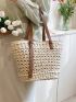 Minimalist Straw Bag Double Handle Vacation Style