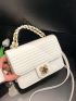 Mini Flap Square Bag Embossed Detail Turn Lock