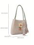 Flower Decor Straw Bag Double Handle Vacation Style