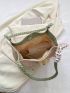 Flower Decor Straw Bag Double Handle Vacation Style