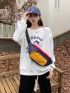 Colorblock Letter Graphic Waist Bag Casual Style