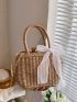 Mini Bow Decor Straw Bag Drawstring Design