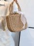 Mini Bow Decor Straw Bag Drawstring Design