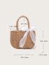 Mini Bow Decor Straw Bag Drawstring Design