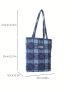 Plaid Pattern Raw Trim Square Bag Medium