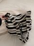 Large Capacity Hobo Bag Stripe Pattern With Bag Charm