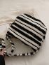 Large Capacity Hobo Bag Stripe Pattern With Bag Charm