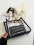 Letter Print Square Bag With Inner Pouch