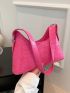 Crocodile Embossed Baguette Bag Pink Fashionable For Daily