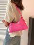 Crocodile Embossed Baguette Bag Pink Fashionable For Daily